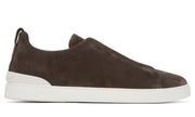 Zegna Brown Triple Stitch Sneakers -
