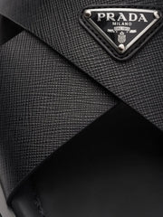 Prada suede crisscross slides black