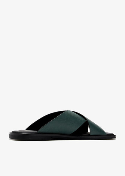 Prada Suede Crisscross Slides Emerlad green