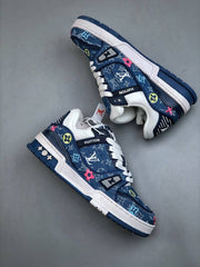 Louis Vuitton Trainer Blue Denim Embroidered
