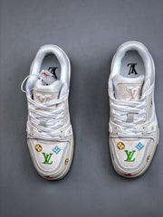 Louis Vuitton Trainer White Denim Embroidered
