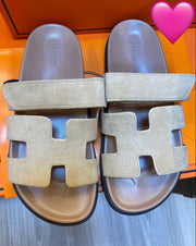 Hermes Chypre Beige Suede Sandals
