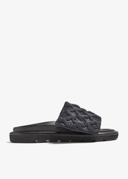 Louis Vuitton Black Monogram Nylon Velcro Flats Slides